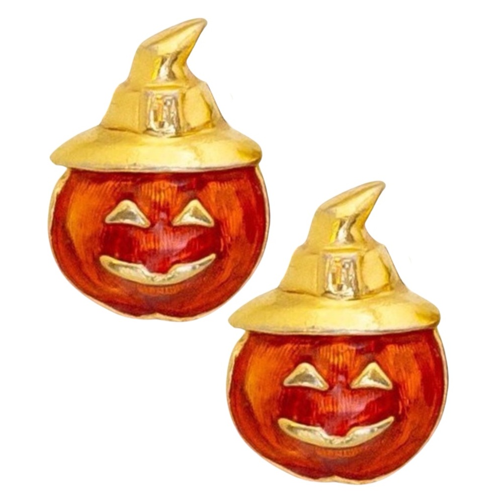 VINTAGE • Avon Pumpkin Jack-O-Lantern Fall Halloween Earrings